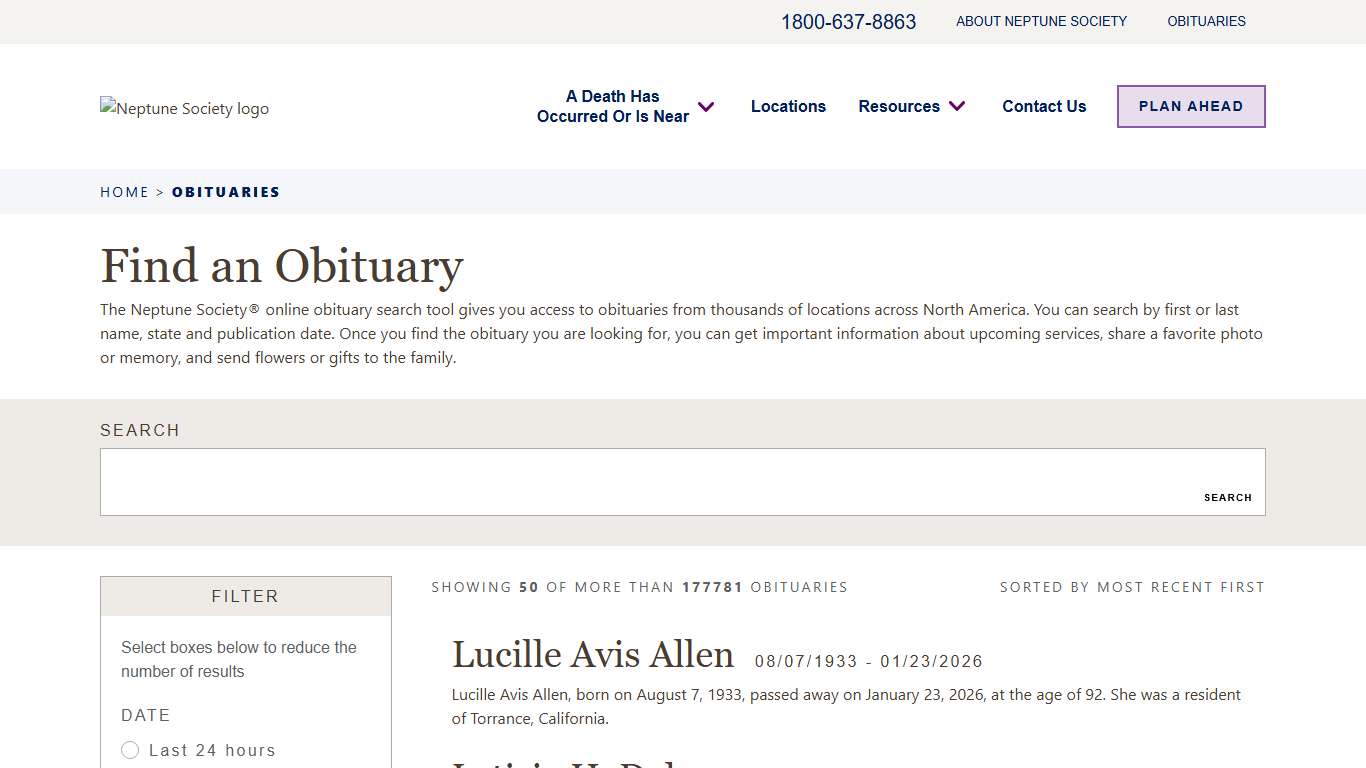 Find Obituaries & Funeral Services Neptune Cremation Service